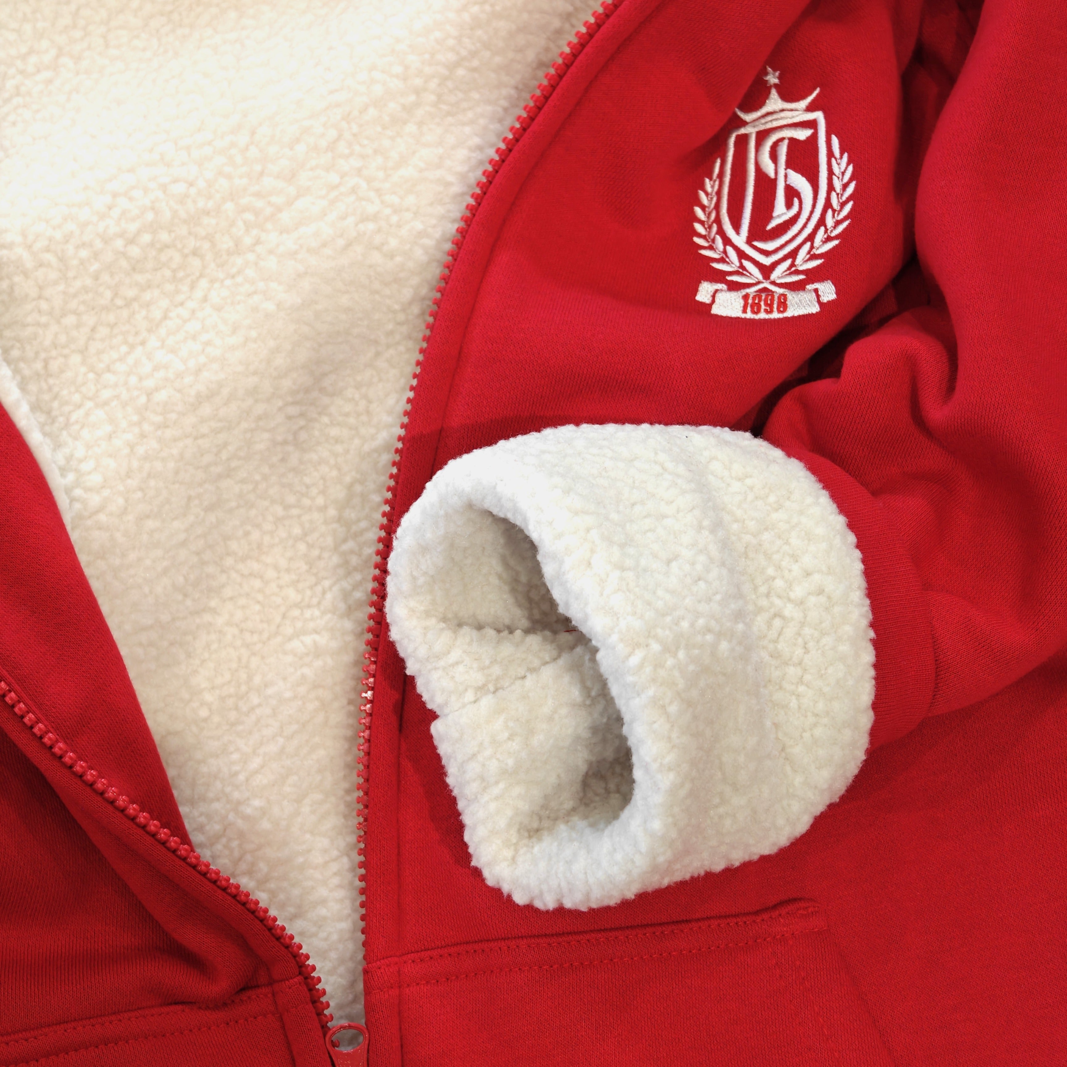 SWEAT REMBOURRÉ ROUGE À CAPUCHE