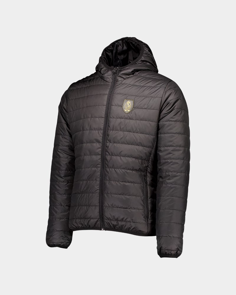 BLACK QUILTED JACKET GOLD LOGO JR