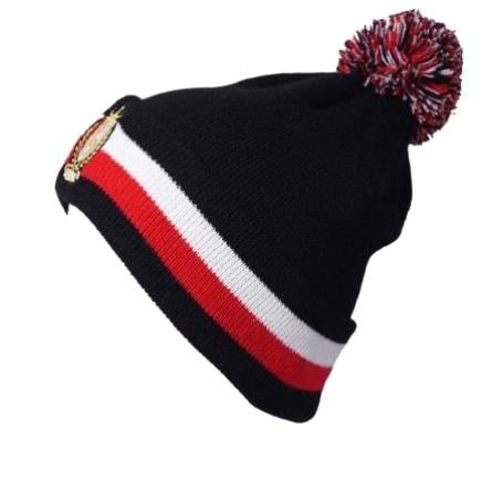 BONNET NOIR LIGNÉ ROUGE BLANC