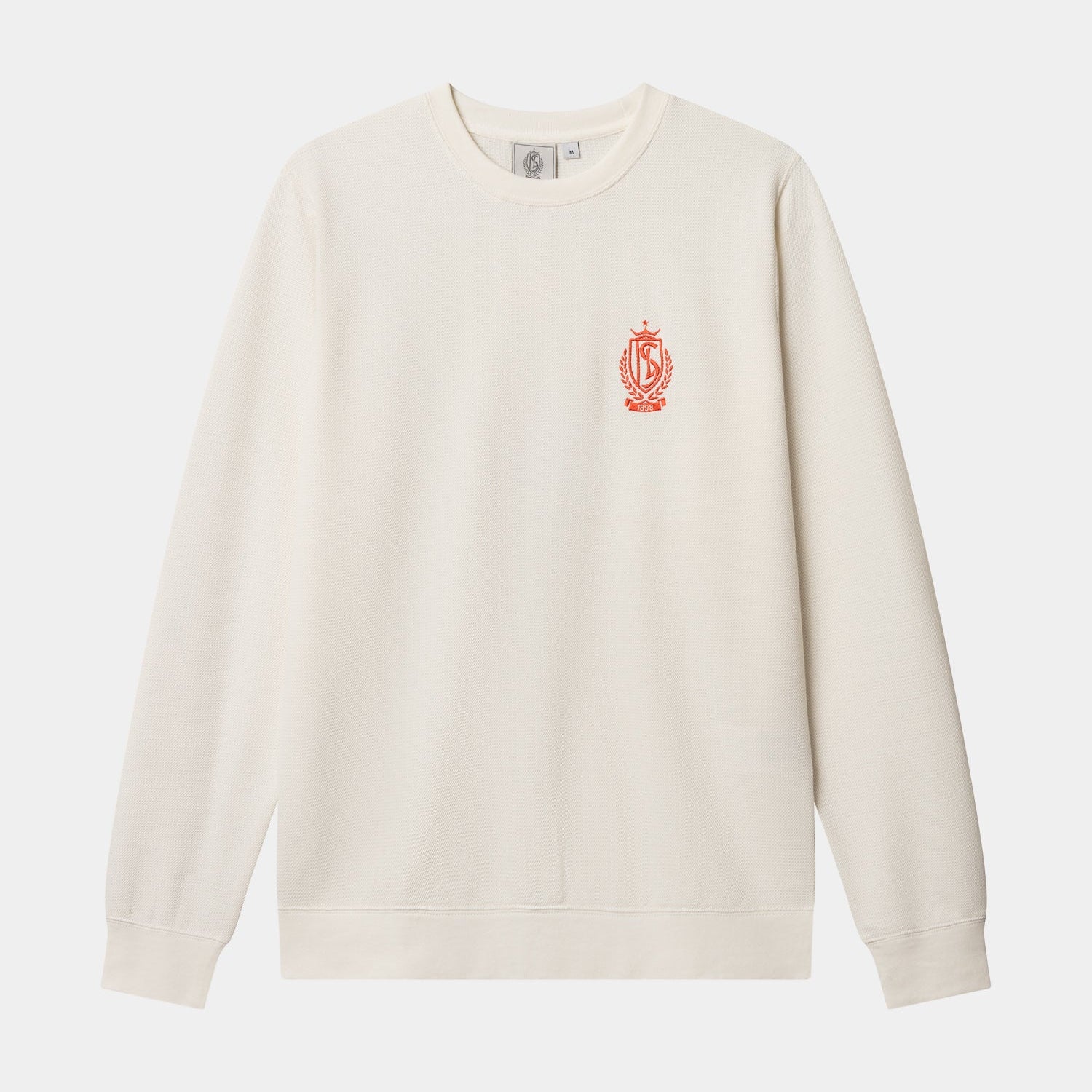 PULL PIQUE BLANC BLASON ROUGE