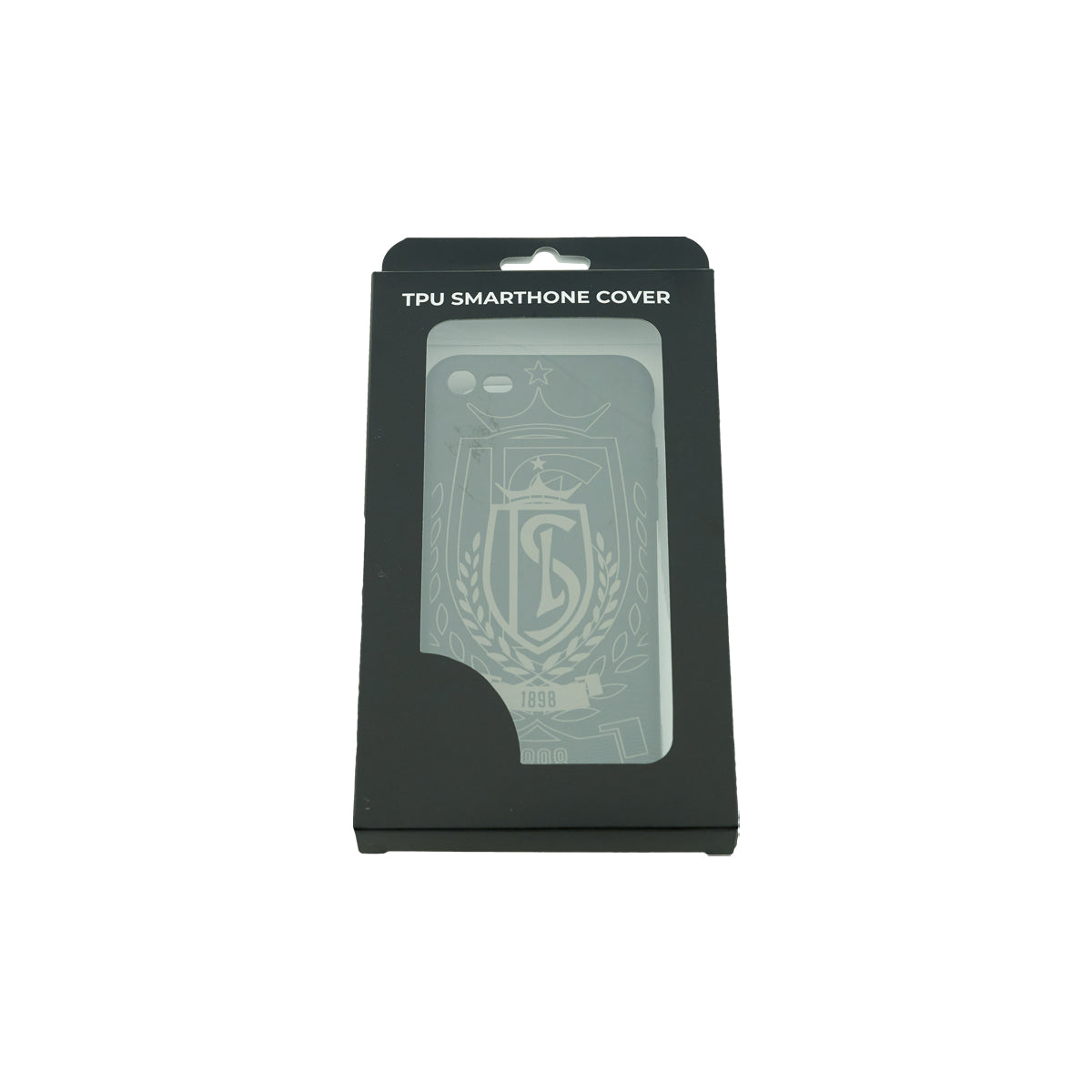 COQUE TELEPHONE NOIRE LOGO DORÉ